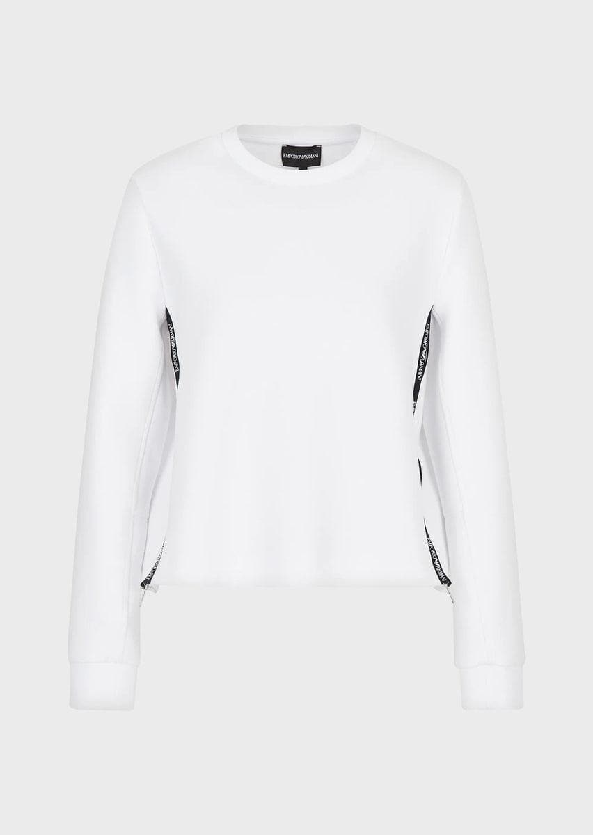 EMPORIO ARMANI - Felpa in double jersey con zip laterali e tape logato - Vittorio Citro Boutique