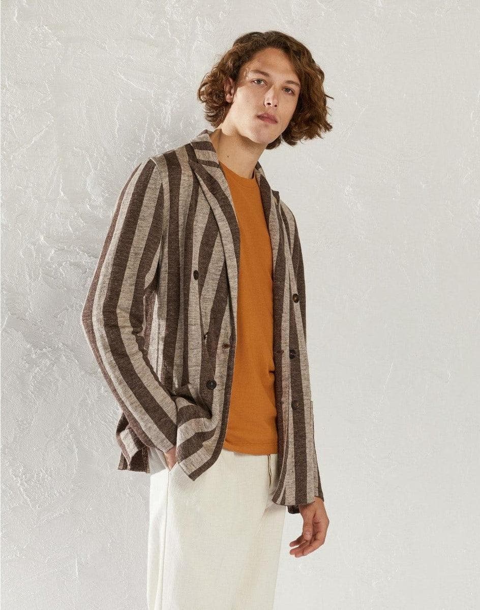 LARDINI - Giacca in maglia doppiopetto in lino melange - Vittorio Citro Boutique