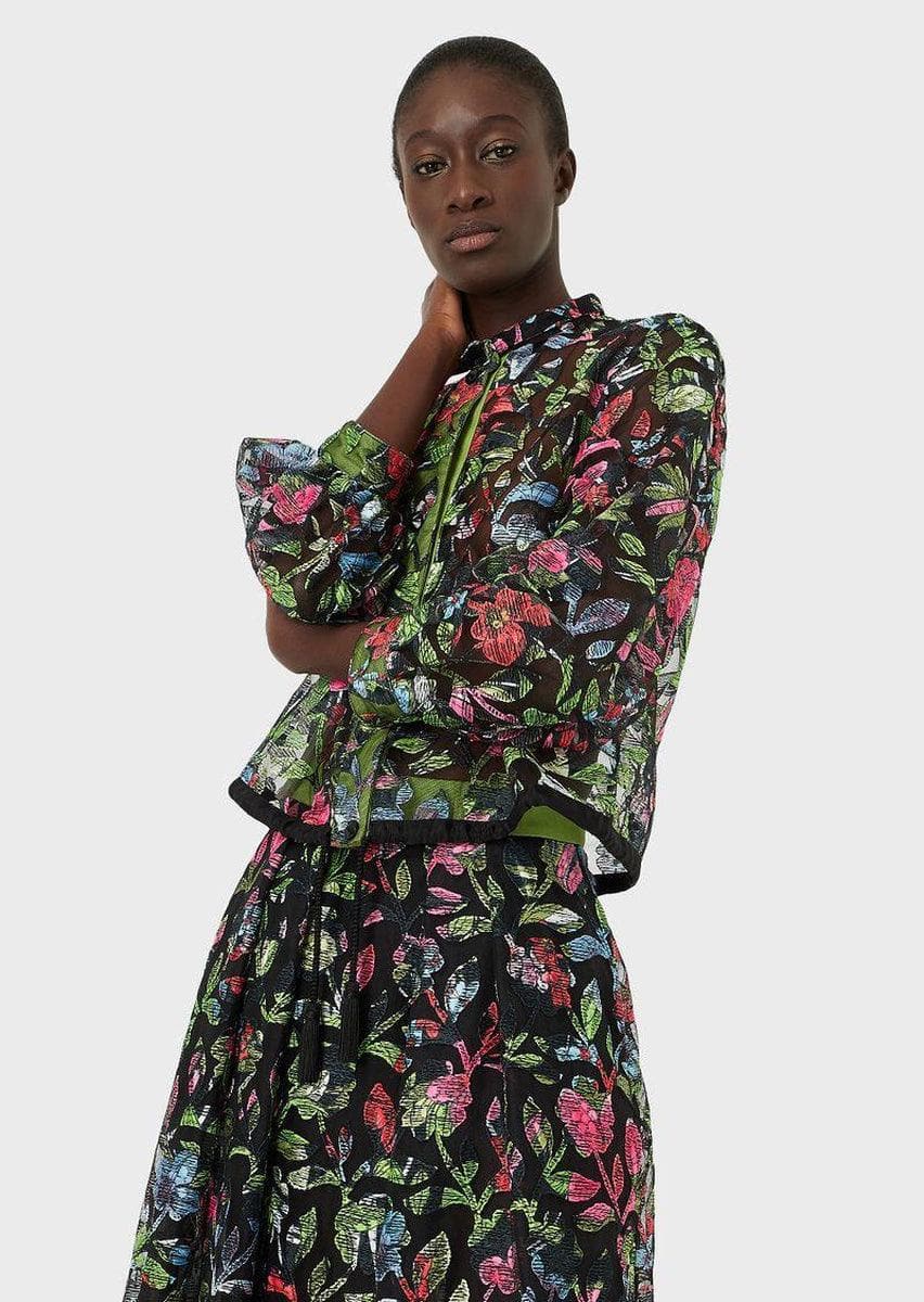 EMPORIO ARMANI - Giacca in tulle con ricamo floreale all over - Vittorio Citro Boutique