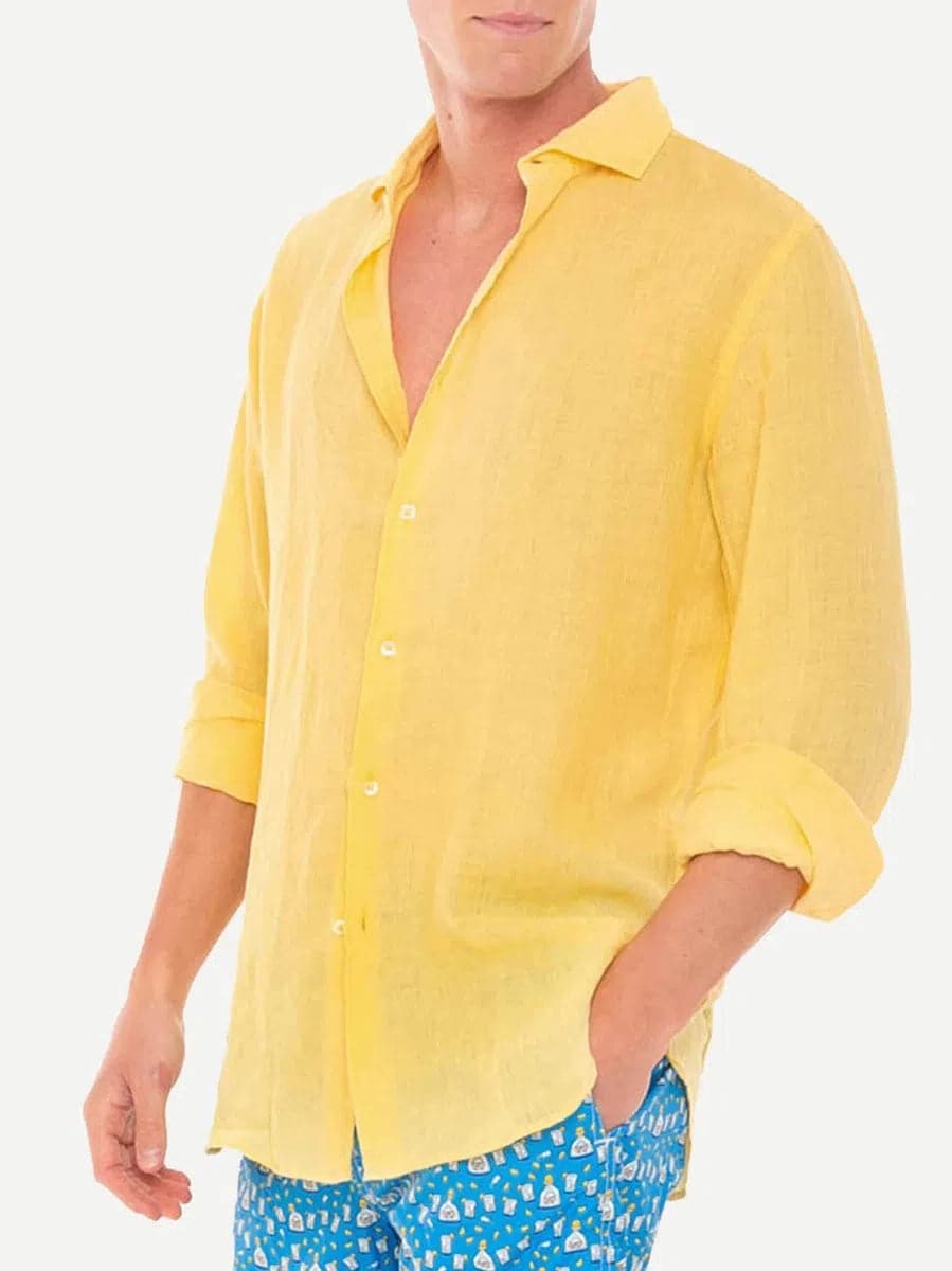 Camicia di lino gialla-Camicie-Mc2 Saint Barth-Vittorio Citro Boutique