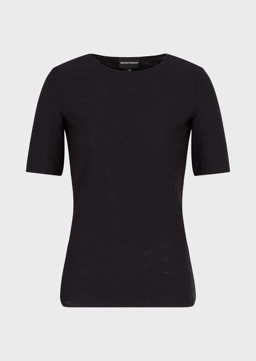 EMPORIO ARMANI - Maglia in nylon con motivo jacquard a rilievo - Vittorio Citro Boutique