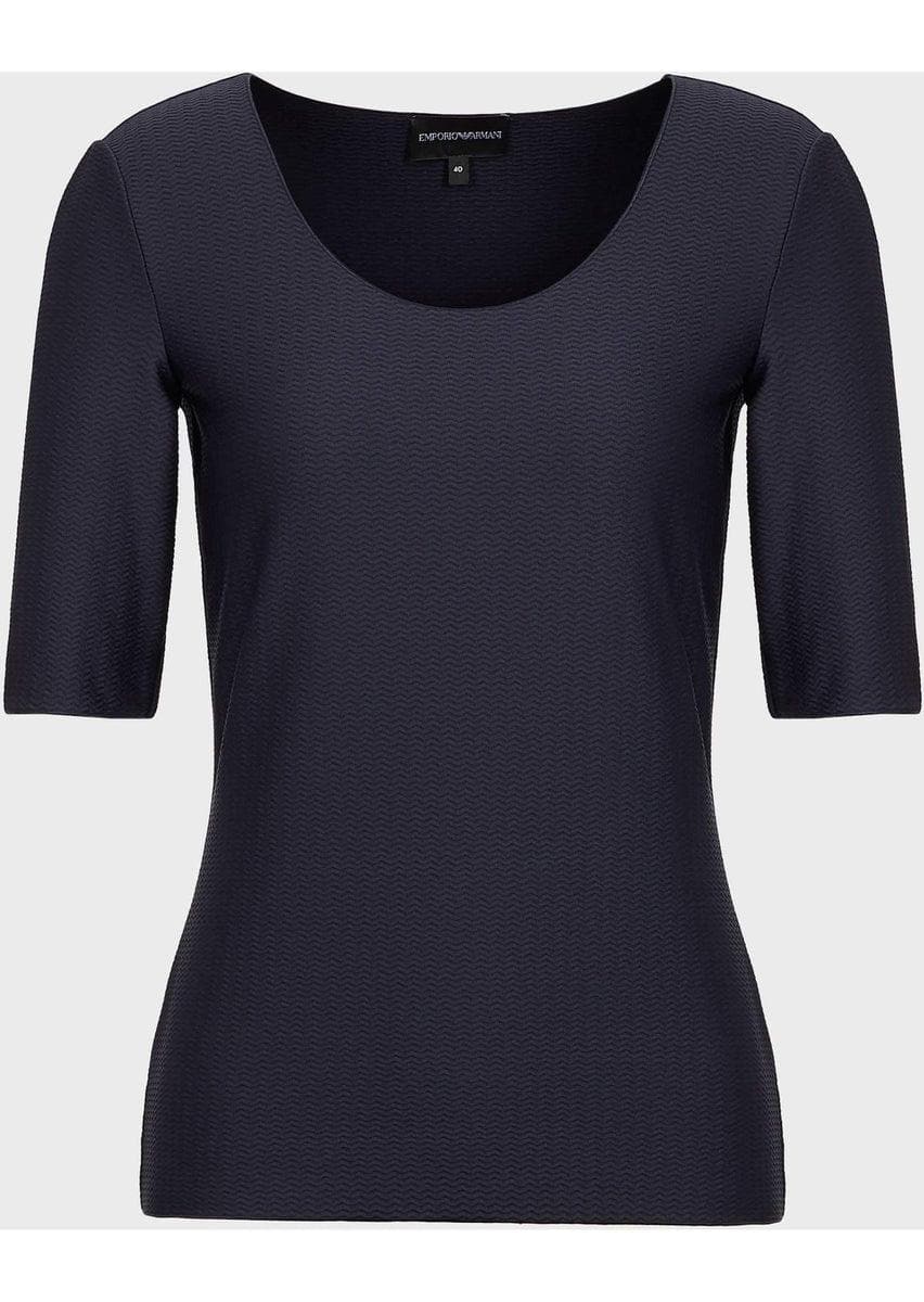 EMPORIO ARMANI - Maglia in tessuto barrè con motivo jacquard ad onde - Vittorio Citro Boutique