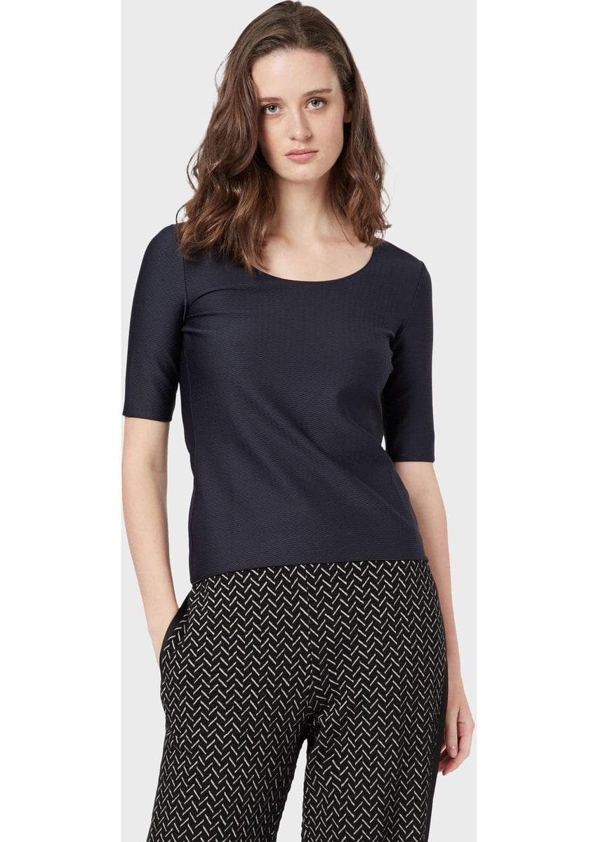 EMPORIO ARMANI - Maglia in tessuto barrè con motivo jacquard ad onde - Vittorio Citro Boutique