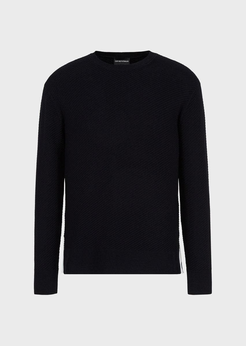 EMPORIO ARMANI - Maglione a trama diagonale con banda laterale - Vittorio Citro Boutique