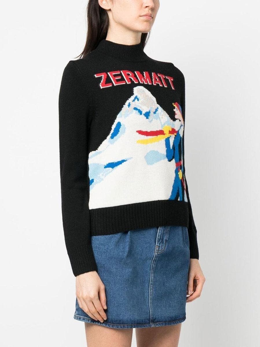 Maglione donna a girocollo con cartolina di zermatt - Vittorio Citro Boutique