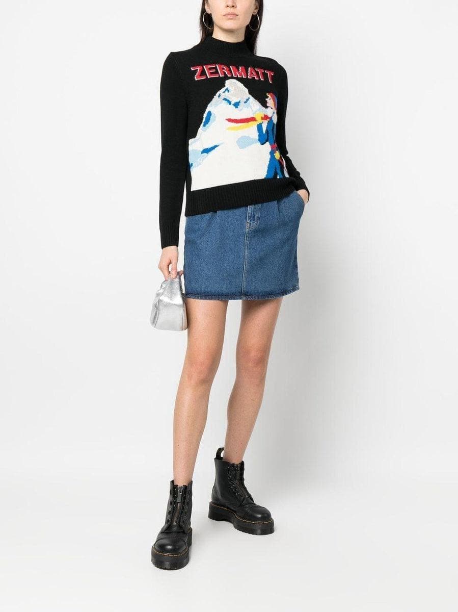 Maglione donna a girocollo con cartolina di zermatt - Vittorio Citro Boutique