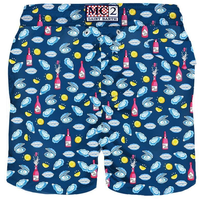 MC2 SAINT BARTH - Pantaloncini da bagno uomo in tessuto leggero con stampa ostrica e champagne - Vittorio Citro Boutique