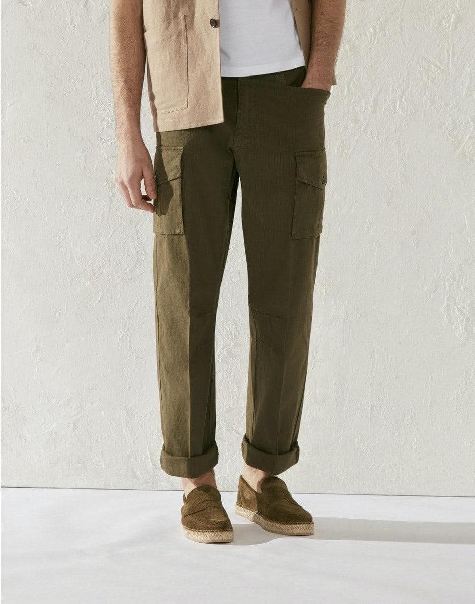 LARDINI - Pantalone cargo verde in cotone rip-stop - military - Vittorio Citro Boutique