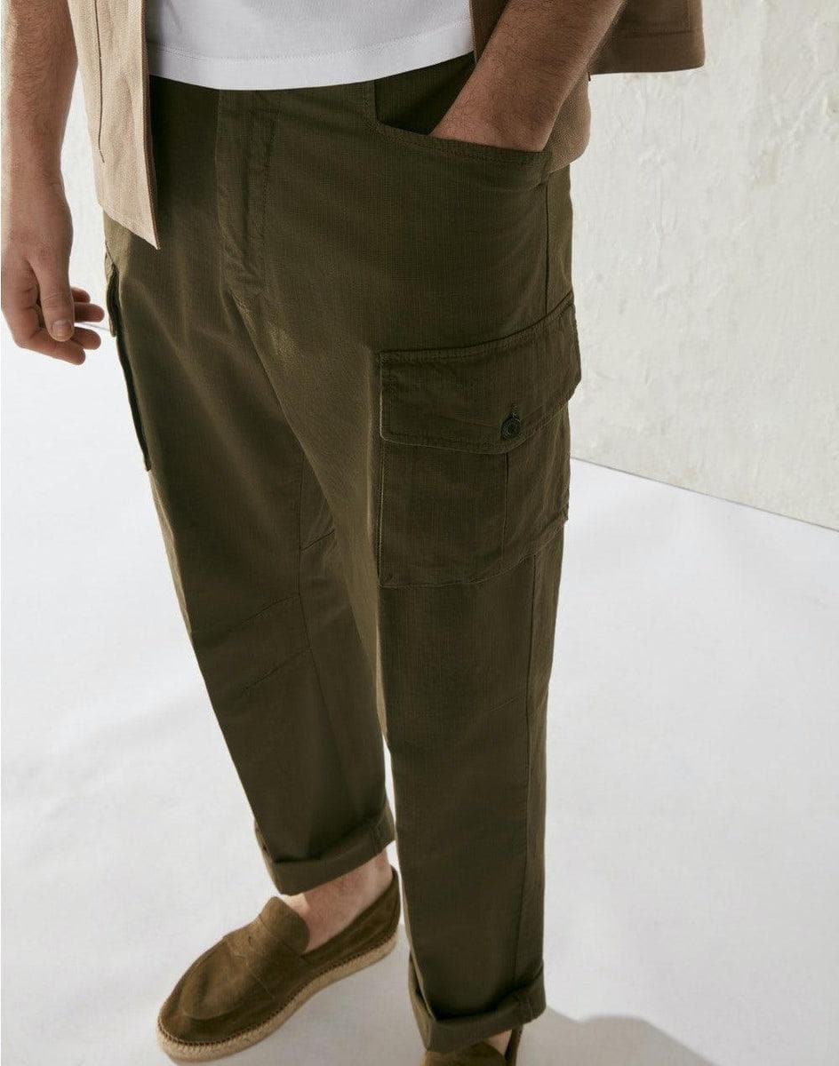 LARDINI - Pantalone cargo verde in cotone rip-stop - military - Vittorio Citro Boutique