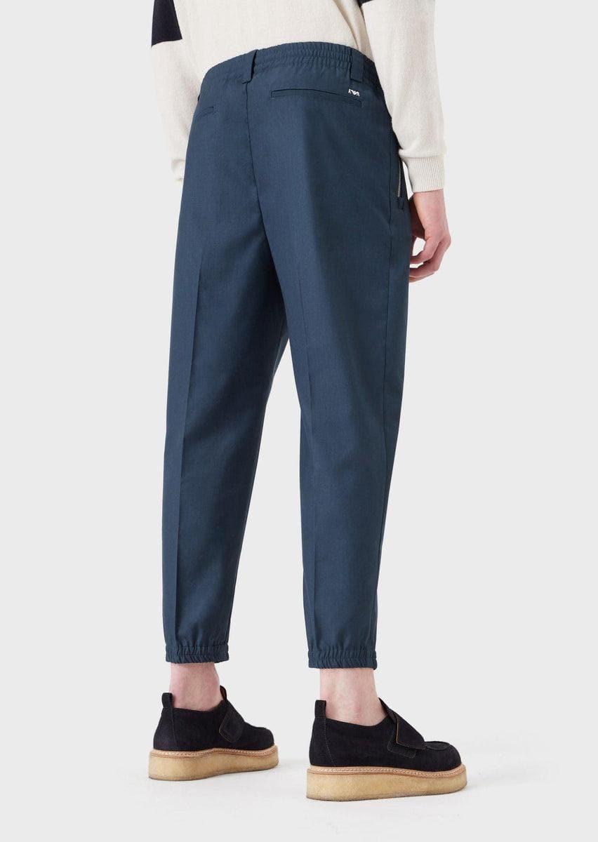 EMPORIO ARMANI - Pantaloni a vita elastica in twill tecnico mano soft - Vittorio Citro Boutique