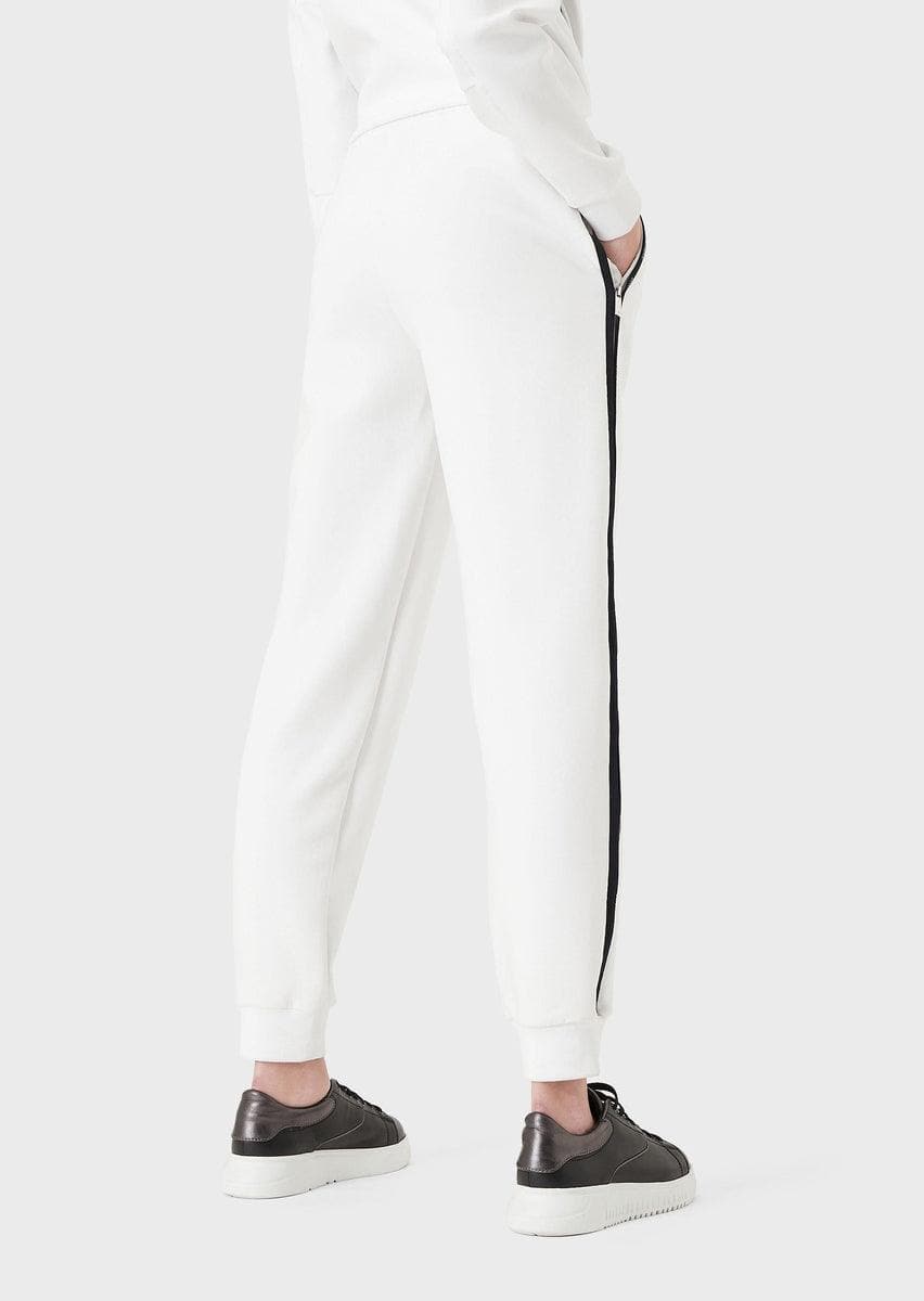 EMPORIO ARMANI - Pantaloni jogger in double jersey con tape logo e zip laterale - Vittorio Citro Boutique