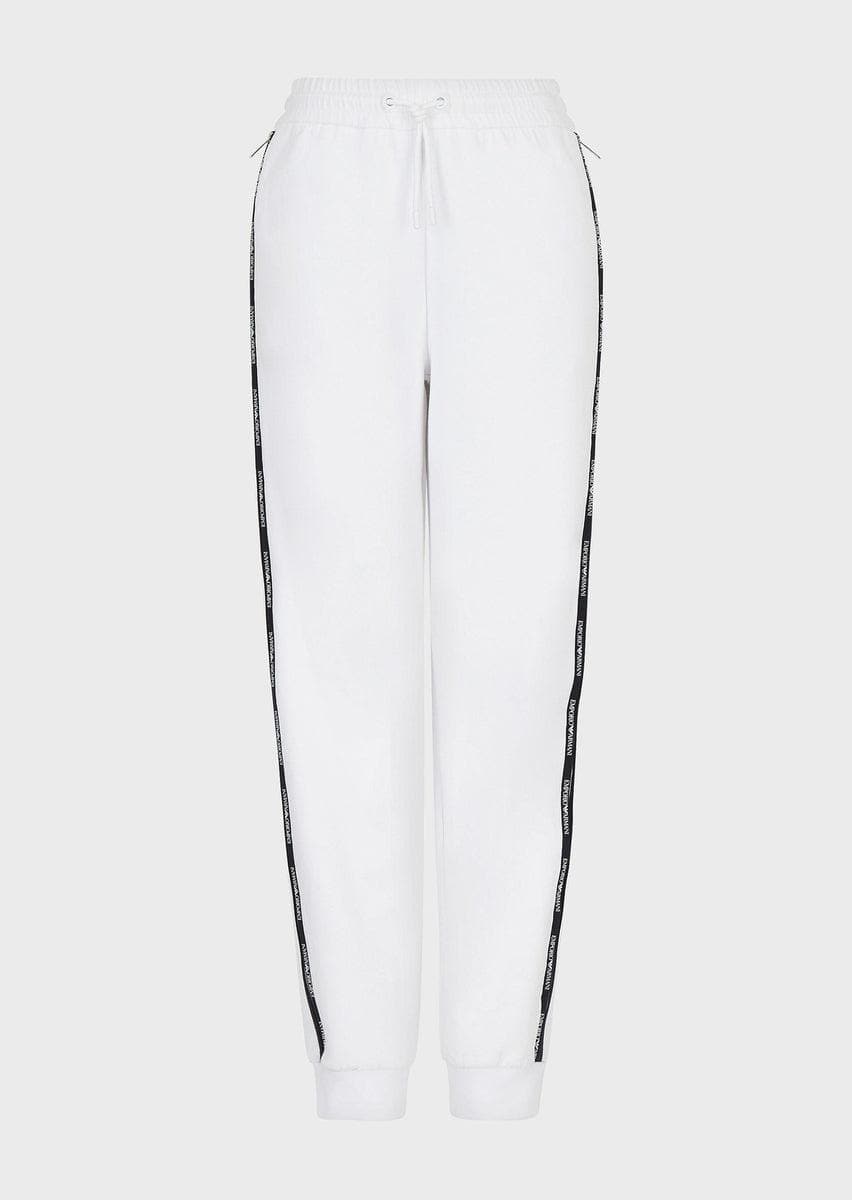 EMPORIO ARMANI - Pantaloni jogger in double jersey con tape logo e zip laterale - Vittorio Citro Boutique