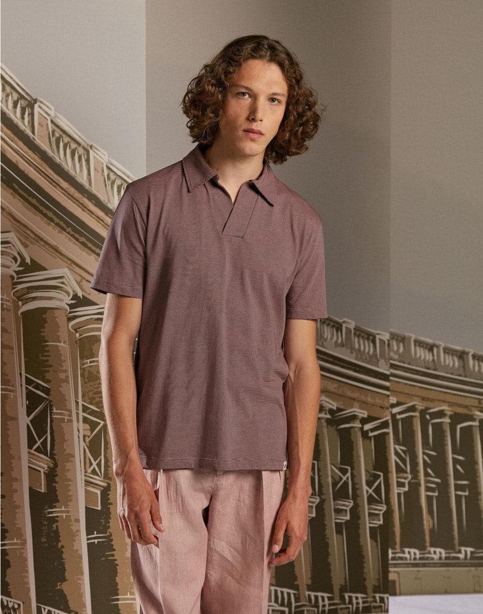 LARDINI - Polo bordeaux in cotone jersey millerighe - Vittorio Citro Boutique