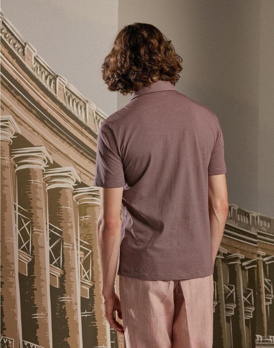 LARDINI - Polo bordeaux in cotone jersey millerighe - Vittorio Citro Boutique