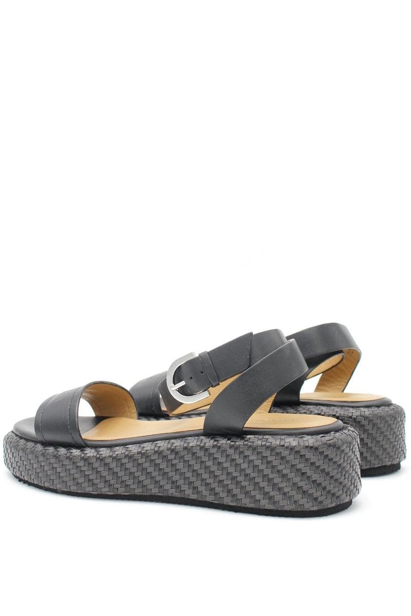 EMPORIO ARMANI - Sandali in pelle con zeppa in stuoia - Vittorio Citro Boutique