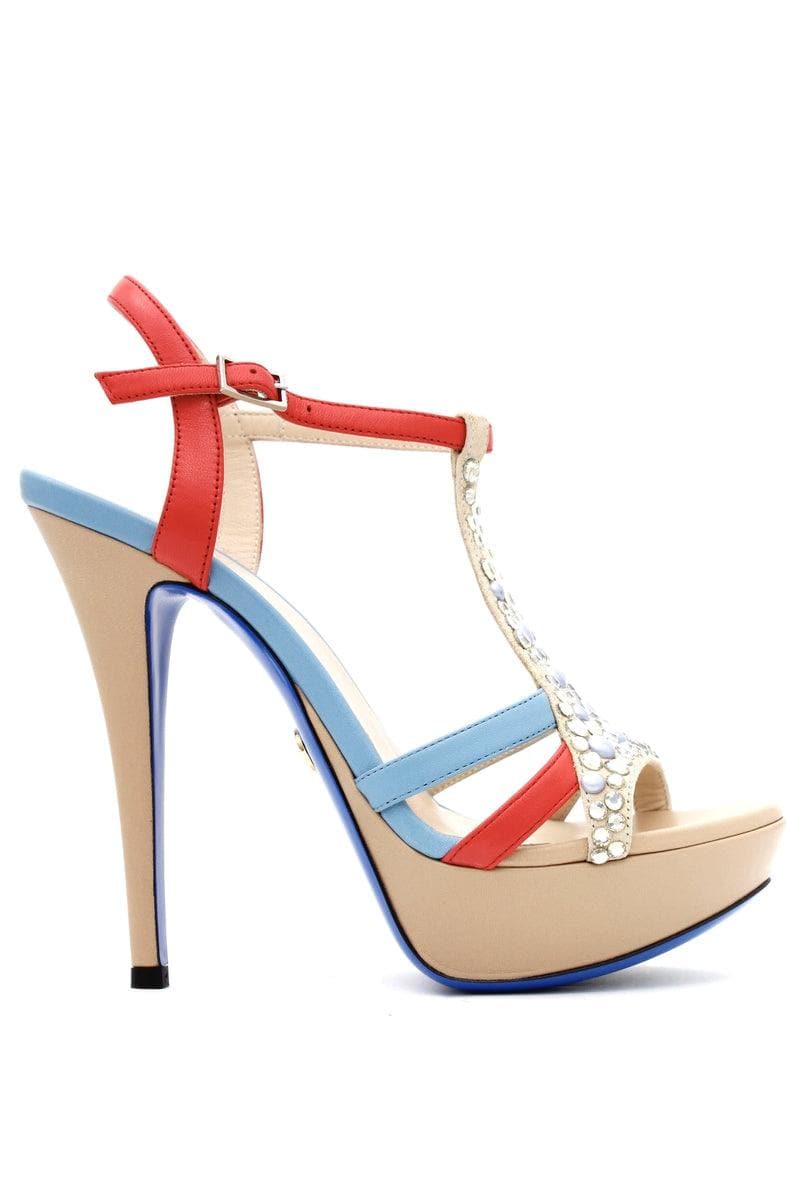 Sandalo Multicolor in Pelle  con Zirconi 1