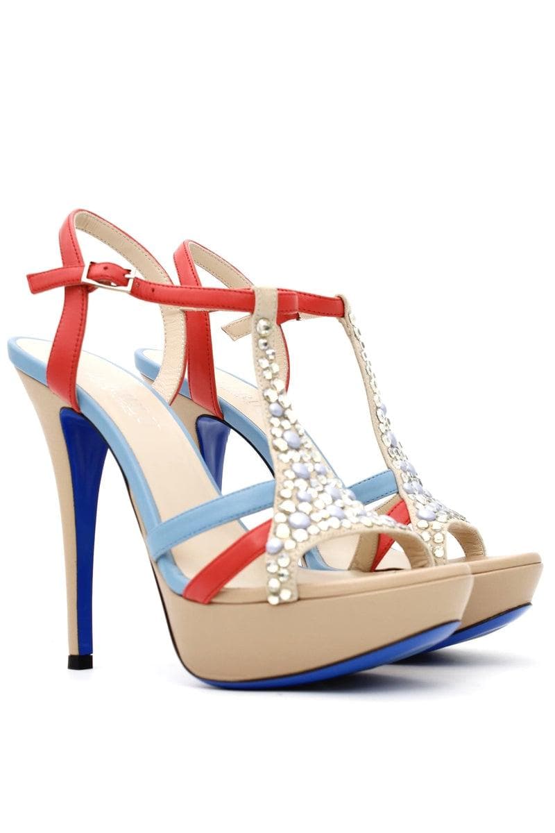 Sandalo Multicolor in Pelle  con Zirconi 2