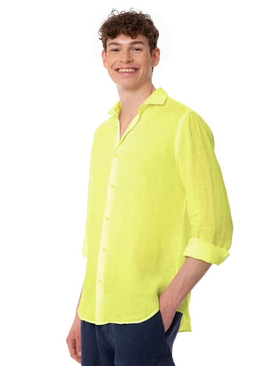 Camicia uomo in lino giallo fluo-Mc2 Saint Barth-Camicie-Vittorio Citro Boutique