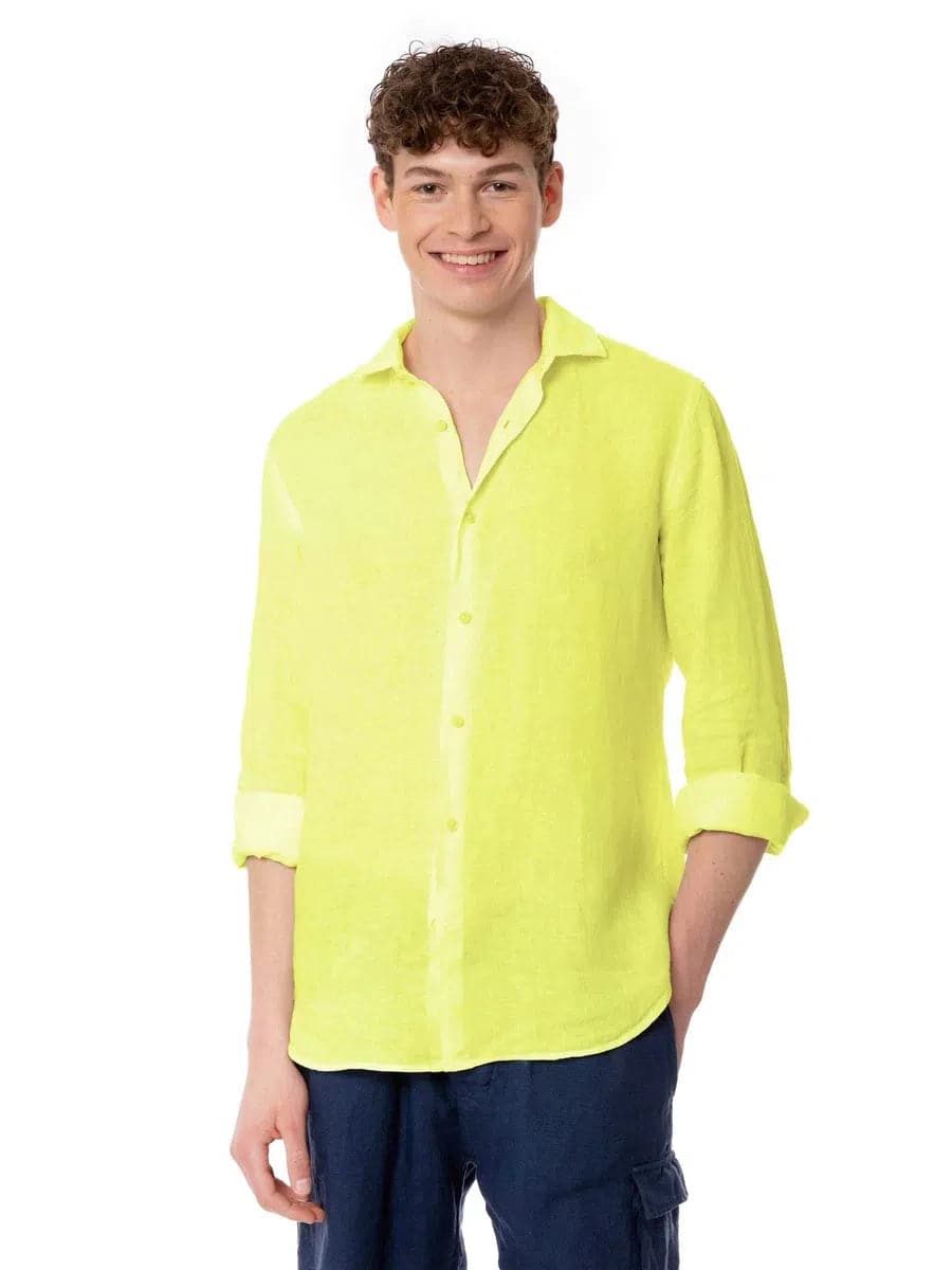 Camicia uomo in lino giallo fluo-Mc2 Saint Barth-Camicie-Vittorio Citro Boutique