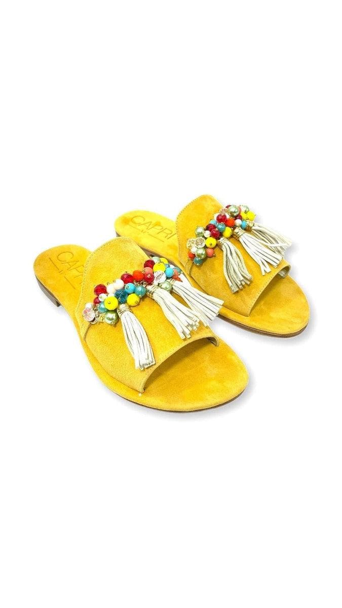 CAPRI VITTORIO CITRO - Slippers in camoscio con nappina - Vittorio Citro Boutique