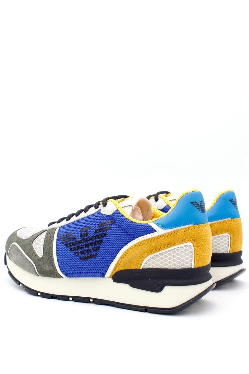 EMPORIO ARMANI - Sneakers in suede con inserti nabuk mesh e aquila laterale - Vittorio Citro Boutique