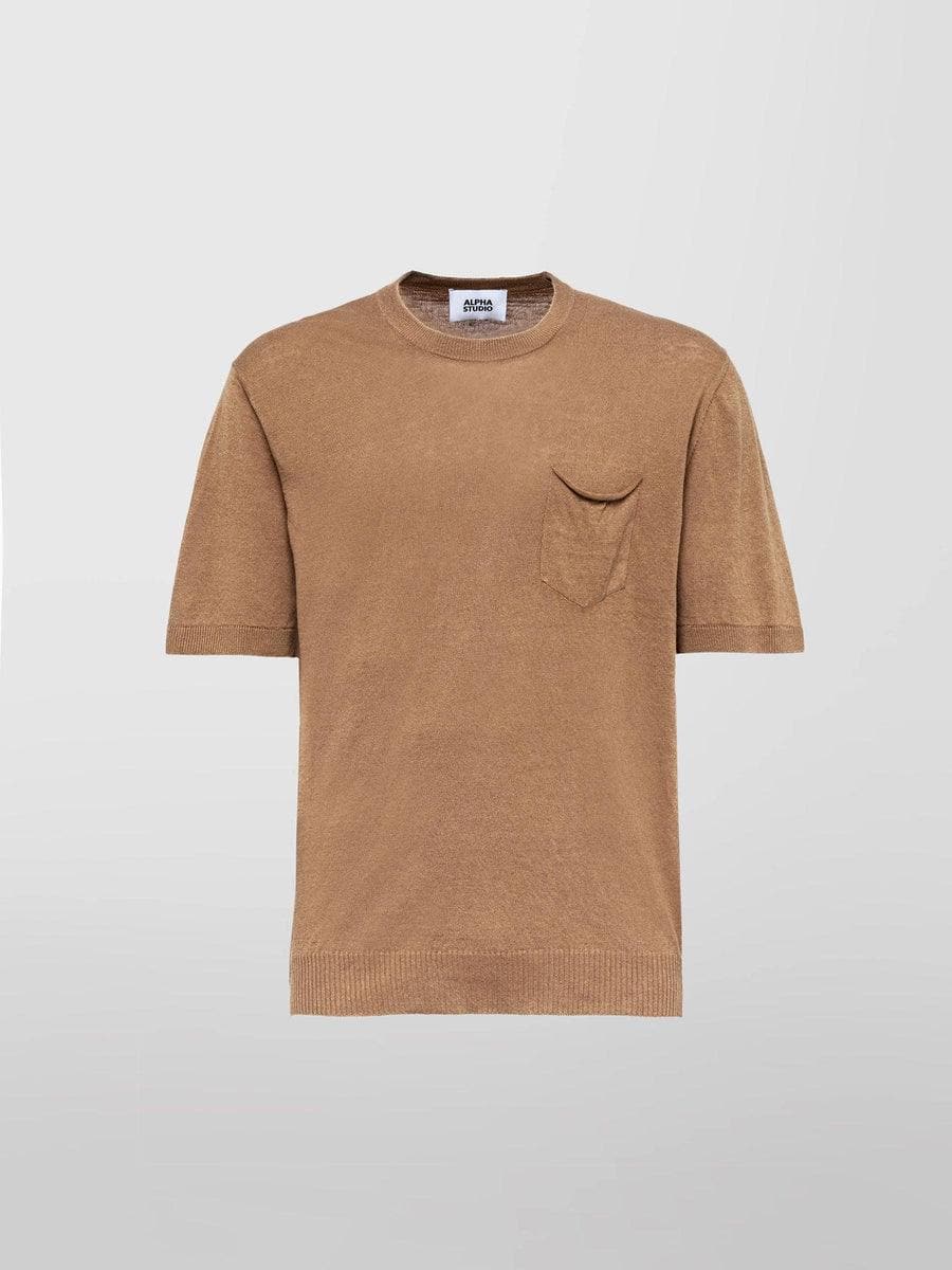 ALPHA STUDIO - T-shirt girocollo in lino e cotone - Vittorio Citro Boutique