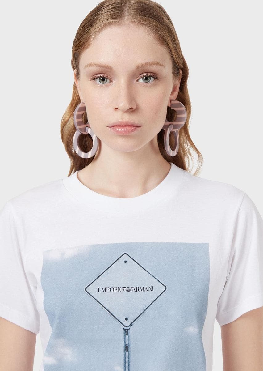 EMPORIO ARMANI - T-shirt in jersey stampa fotografica - Vittorio Citro Boutique