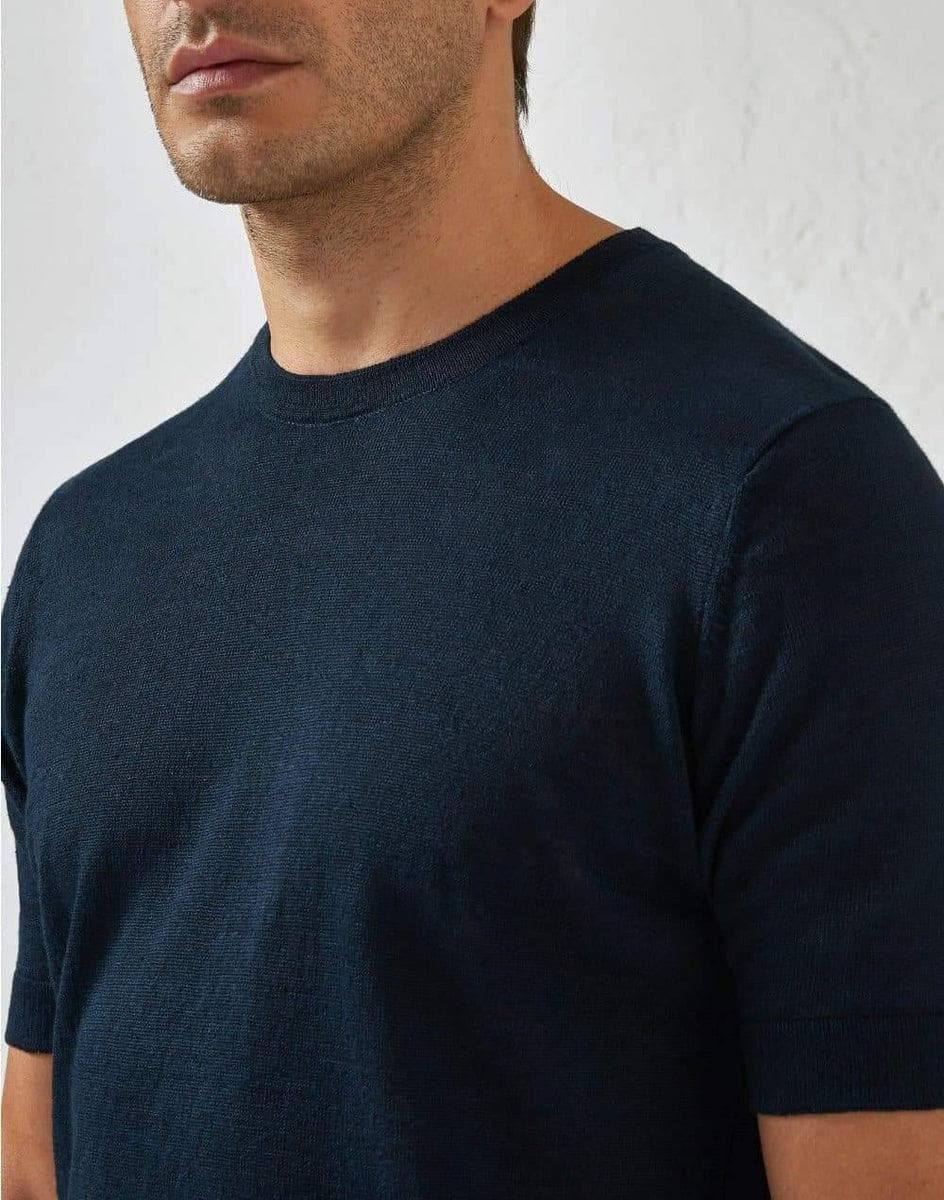 LARDINI - T-shirt in lino blu - Vittorio Citro Boutique