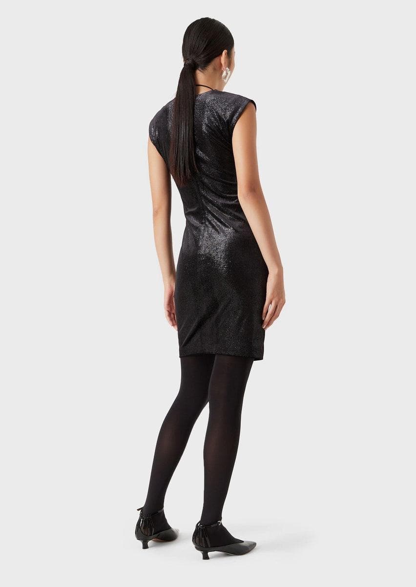 EMPORIO ARMANI - Tubino con drappeggio in ciniglia stampa glitter - Vittorio Citro Boutique