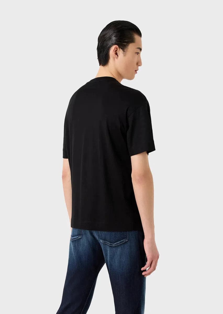 T-shirt in jersey misto Tencel con maxi ricamo logo - Vittorio Citro Boutique